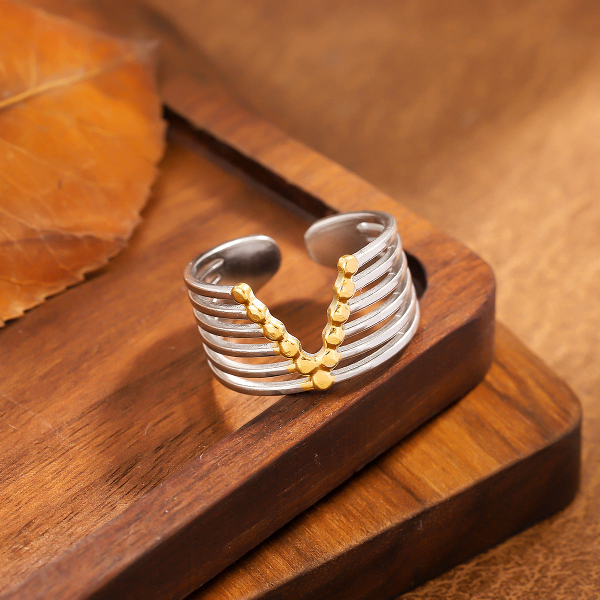 Wholesale Stainless Steel Geometric Open Wide-Band Ring