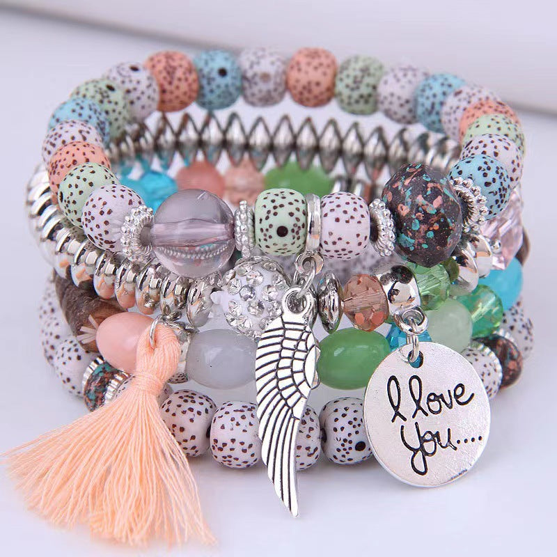 Wholesale Bohemian Crystal Multi-layer Turquoise Bracelet Beaded Multi-layer Bracelet ACC-BT-FengLi007