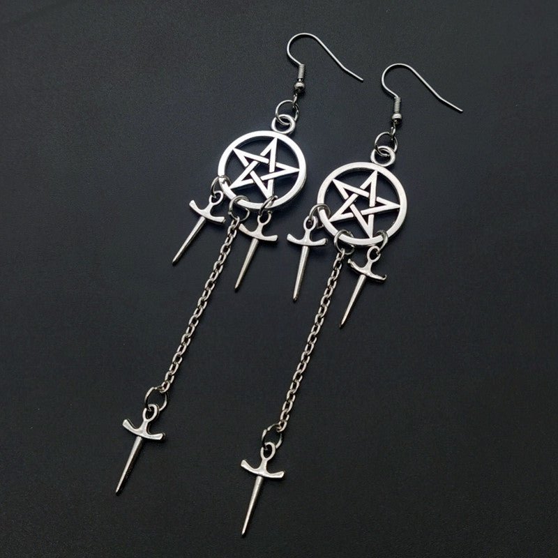 Wholesale Gothic Pentagram Sword Dagger Earrings