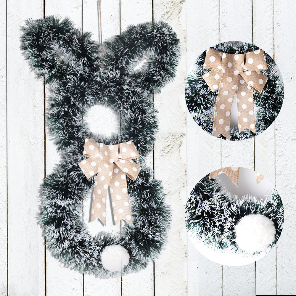 Wholesale  Easter Bunny Pendant Home Decorative Wall Hanging Door Hanging Folding Bunny Wreath Decoration
