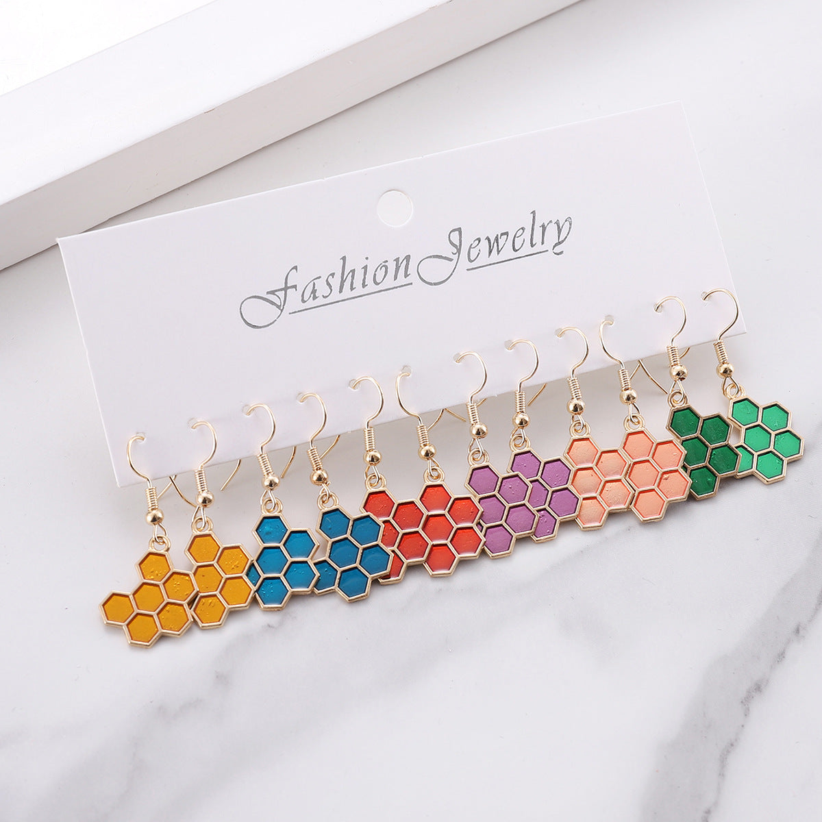 Wholesale  Candy-Colored Honeycomb Earring Set