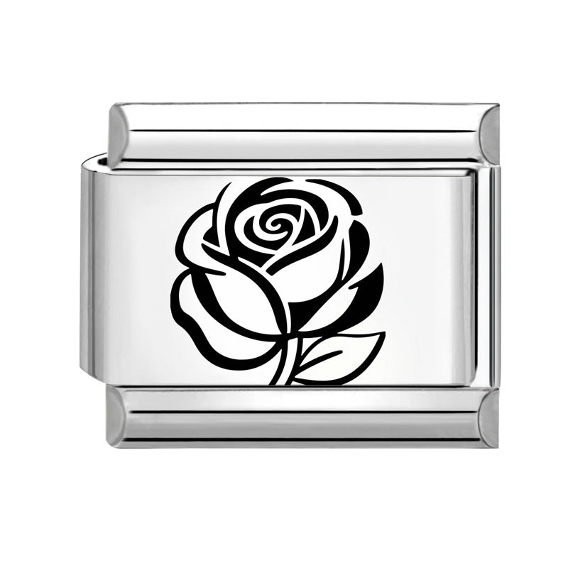 Wholesale 9mm Italian Charm Starter Bracelets DIY Black and white Creative Stainless Steel Composable Bracelet