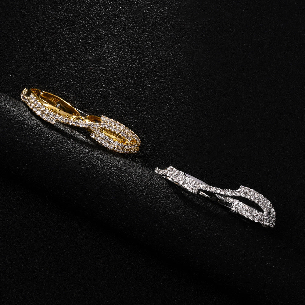 Wholesale Kink Wave Ring Women's Fashion Flash Rhinestone Double Finger Opening Ring