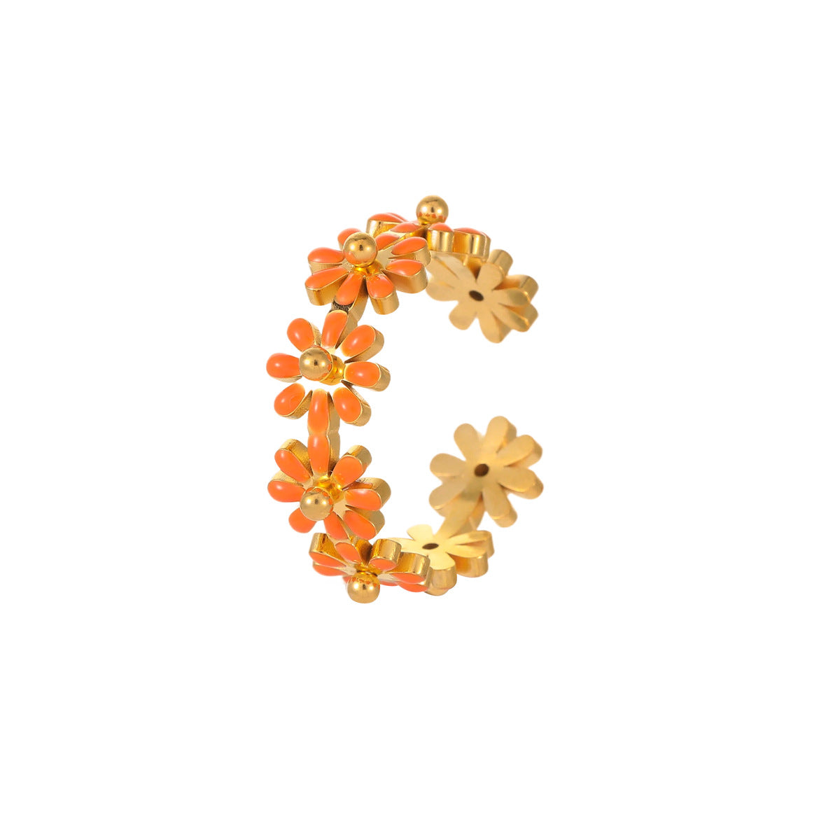 Wholesale flower ring stainless steel 18k gold  ring