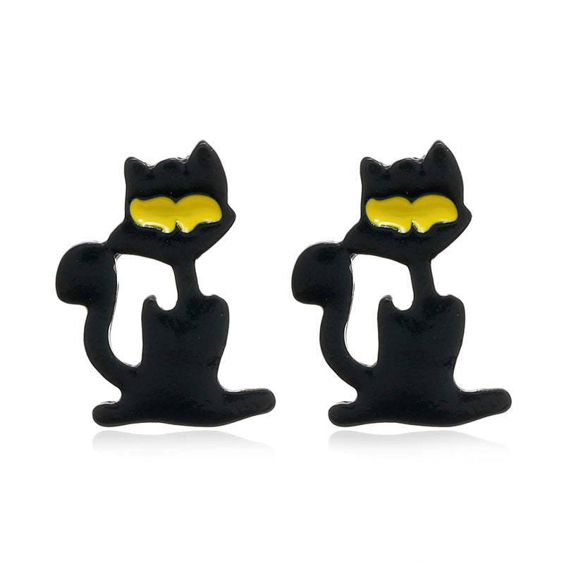 Wholesale  Theme Black Cat Pumpkin Dripping Oil Earrings - Fashion Jewelry Accessory for Party Gift Boutique