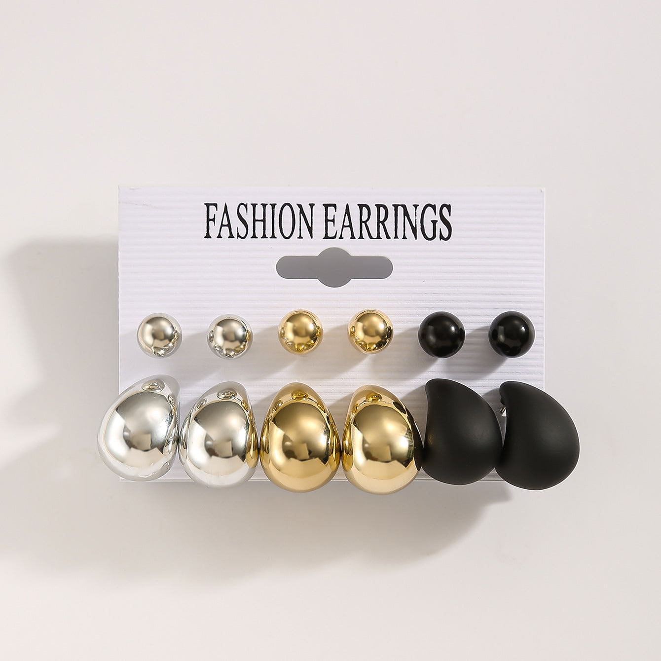 Wholesale Resin Drop Earrings Set For Women 6 Pairs In Gold Black Silver Party Gift Jewelry Accessory