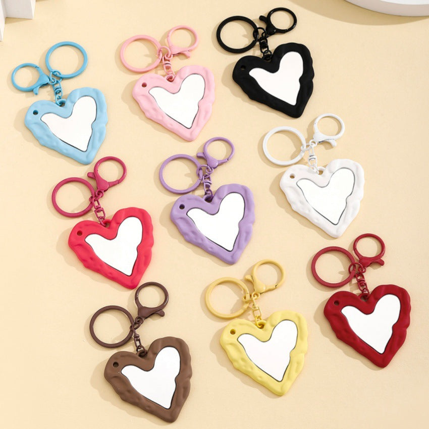 Wholesale sweet and cool acrylic heart mirror keychain pendant