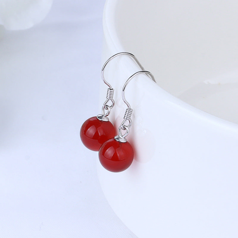 Wholesale  Natural Agate S925 Silver Earrings