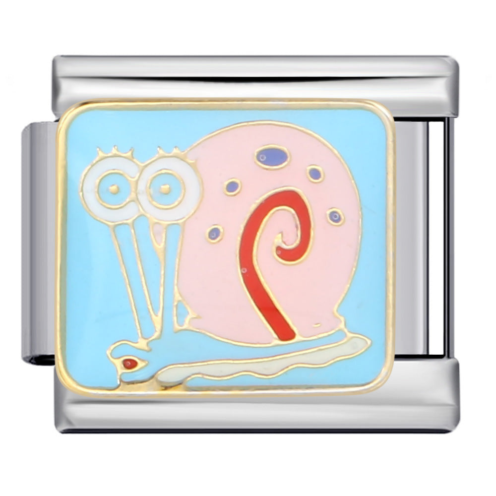 Wholesale Italian Module Bracelet Stainless Steel Welding Gold Plated Oil Drop Cartoon DIY Charms