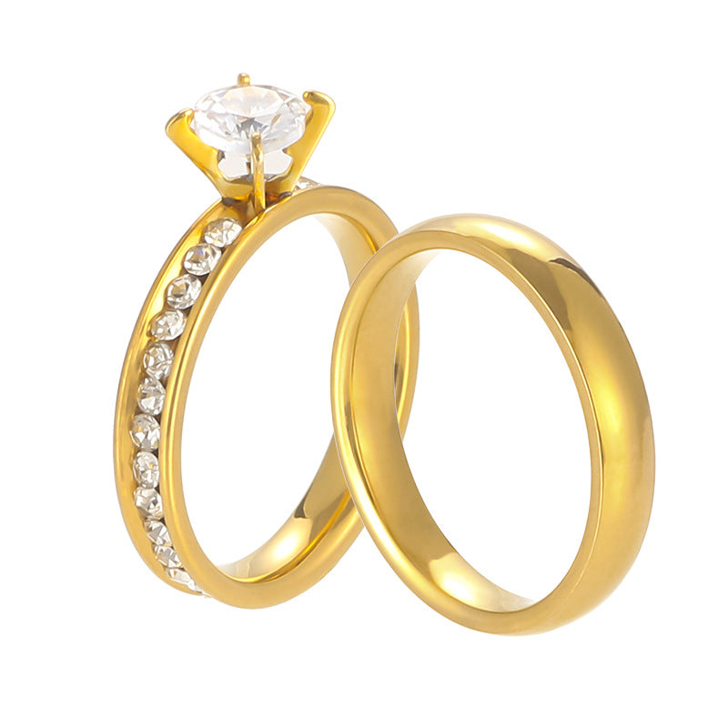 Wholesale light luxury titanium steel diamond ring