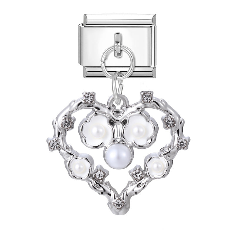 Wholesale 9mm Italian Charm Starter Bracelets DIY Heart Bow Pendant Stainless Steel Composable Bracelet