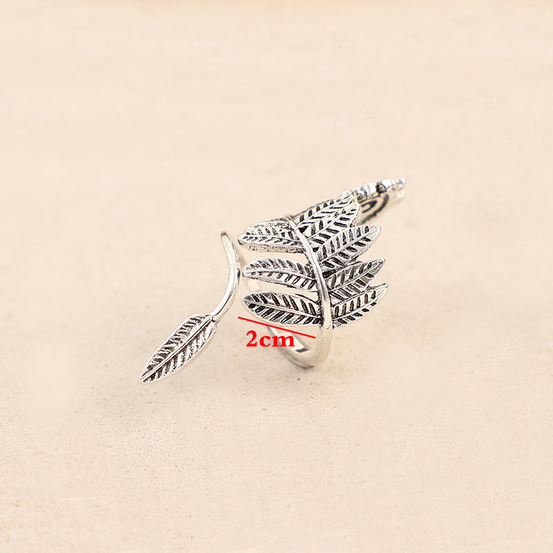 Wholesale Bohemian retro style leaf shape open alloy ring