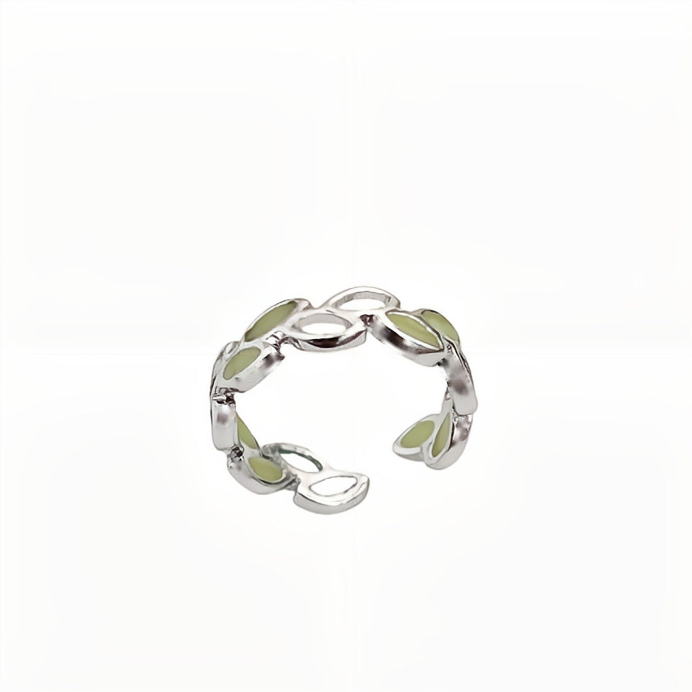 Wholesale  luminous leaves ring   blue luminous branches ring