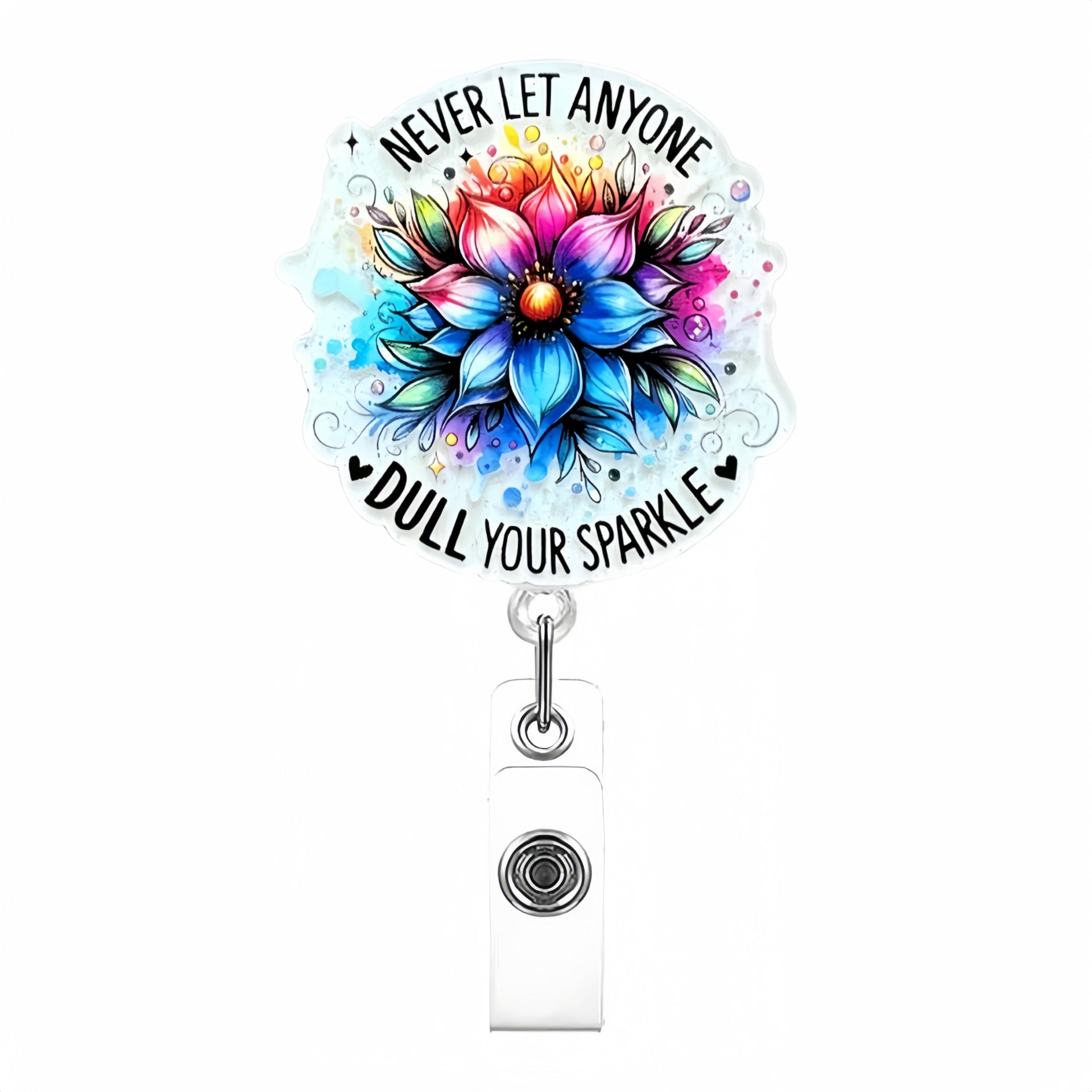 Wholesale Glitter White Acrylic Creative Graphic Badge Reels Keychains