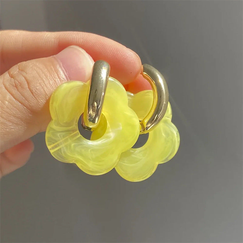 Wholesale Resin Flower Copper Earrings ACC-ES-MLR009