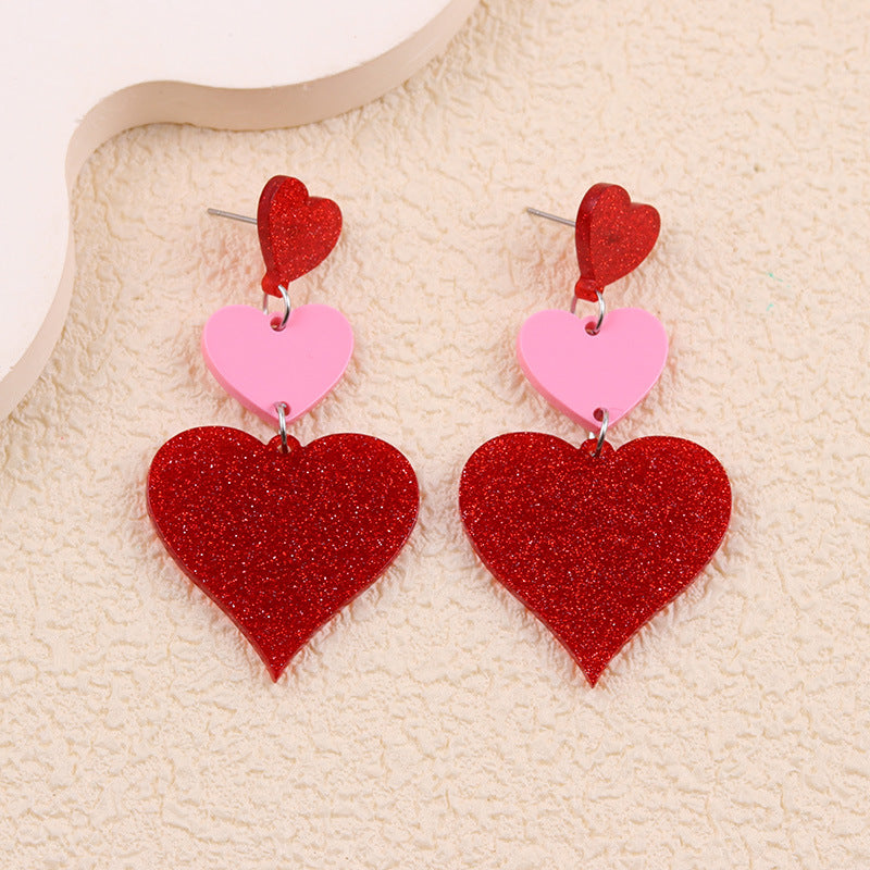 Wholesale Valentine' s Day Acrylic Heart Print XO Letter Earrings