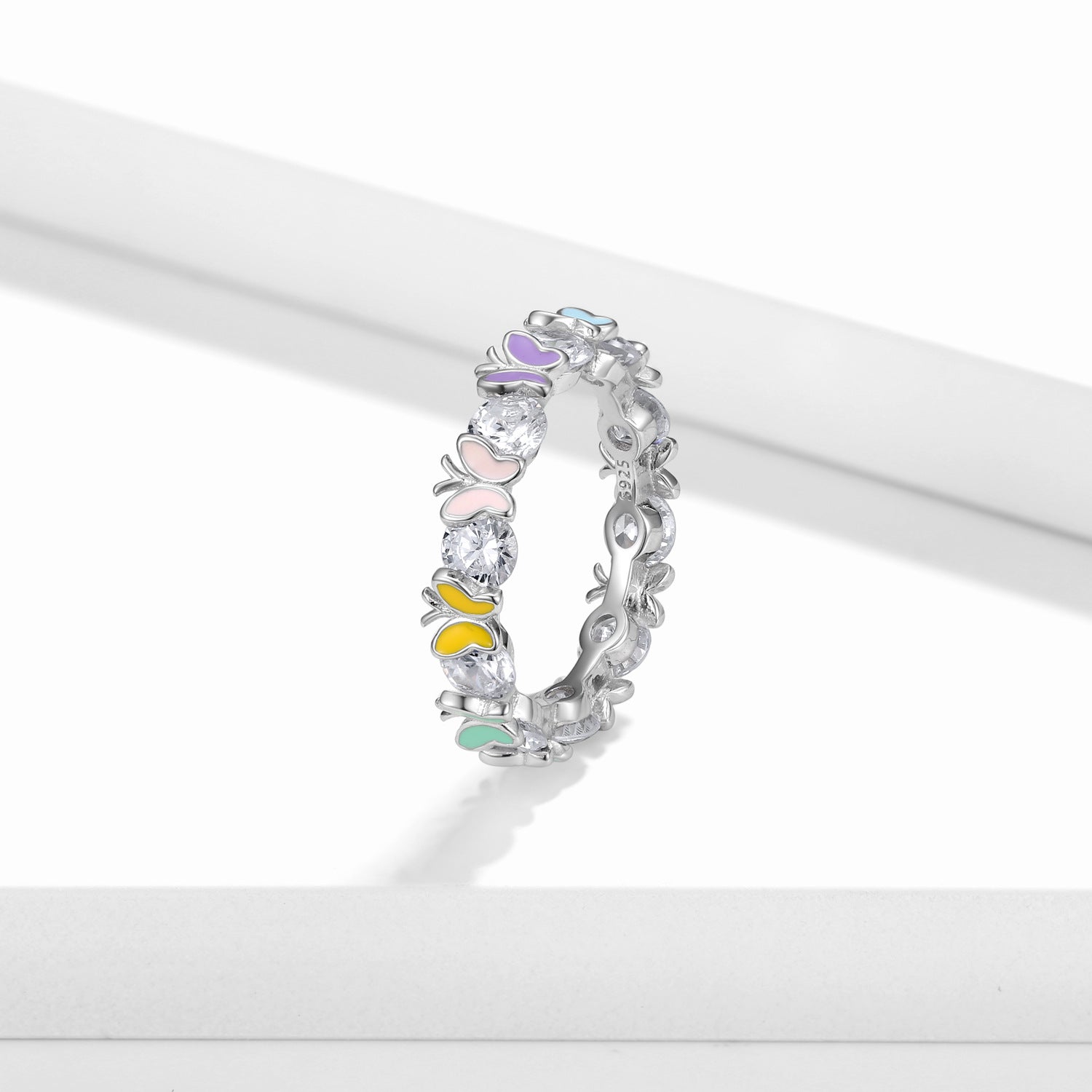 Wholesale S925 Sterling Silver Colorful Butterfly Rings ACC-RS-MC013