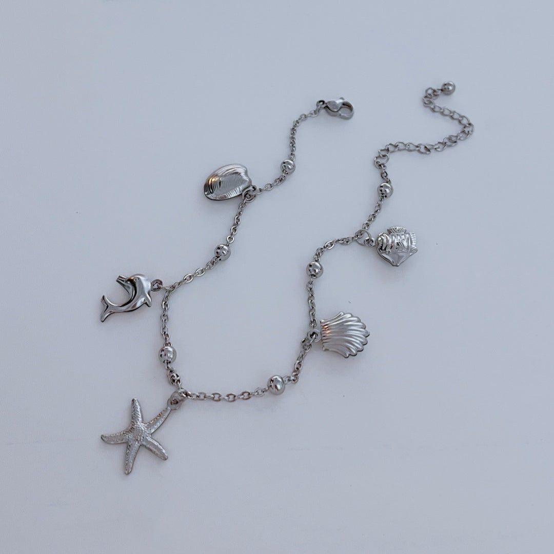 Wholesale Stainless Steel Starfish Shell Dolphin Pendant  Anklet