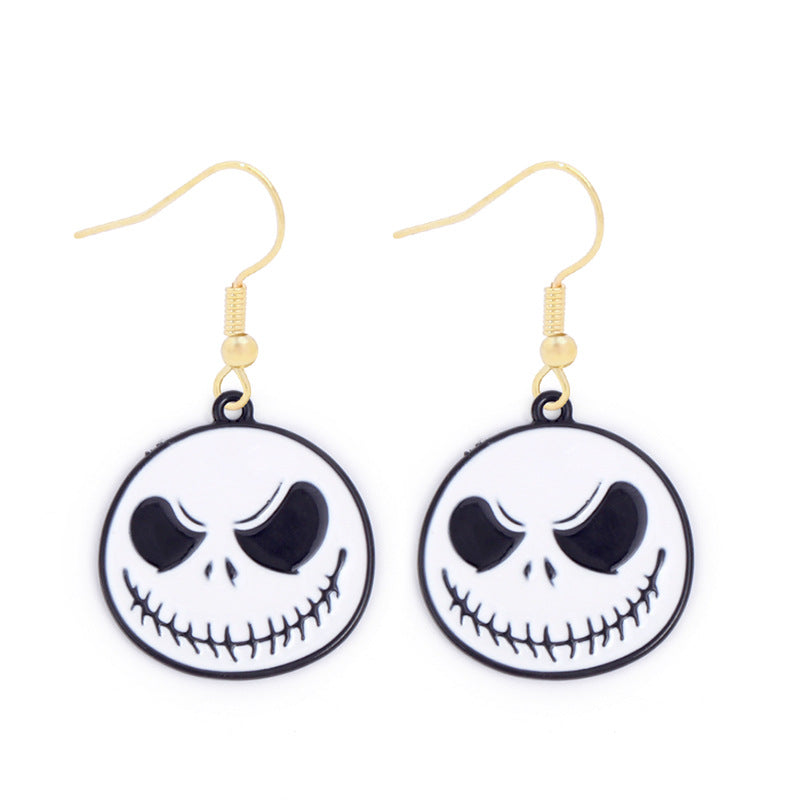 Wholesale Halloween Alloy Oil Drop Horror Pirate Skull Pumpkin Earrings ACC-ES-BinLi008
