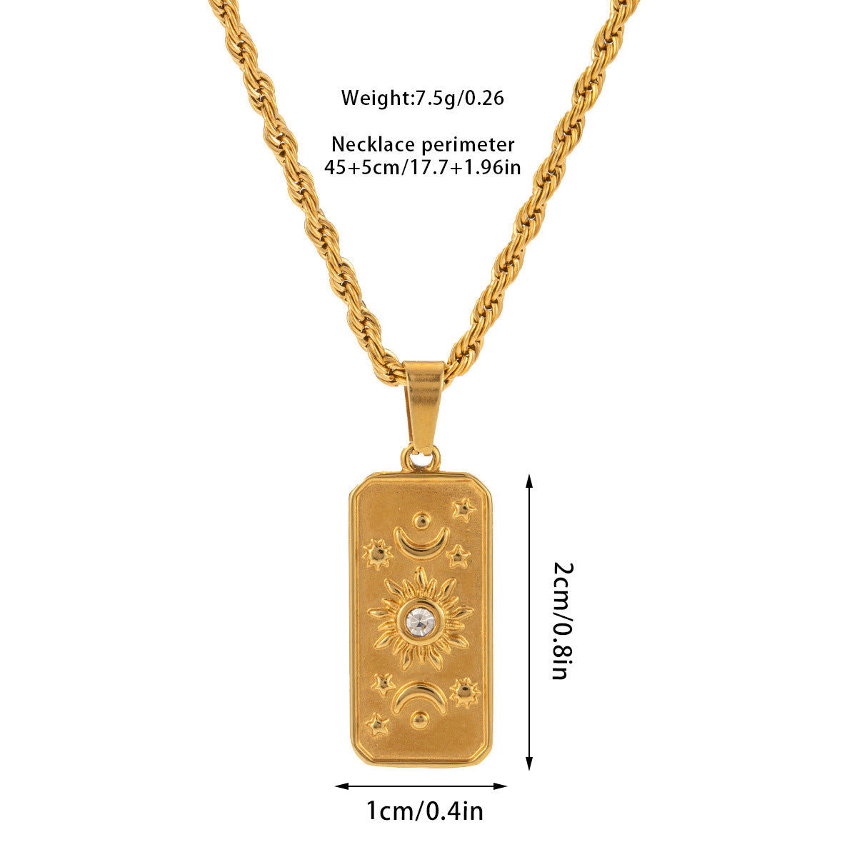 Wholesale Retro Three-dimensional Relief Necklace Star Moon Sun Titanium Steel Necklace ACC-NE-Jind002