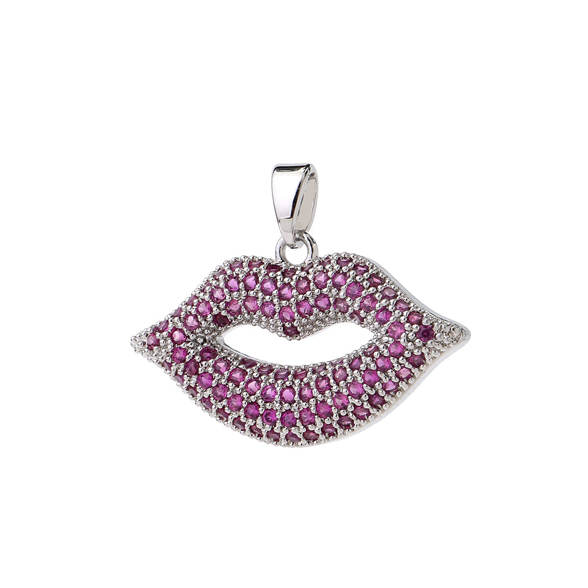 Wholesale Lip Shape Zircon Pendant Gold Plated Necklace Charm DIY Jewelry Making Fashion Accessory