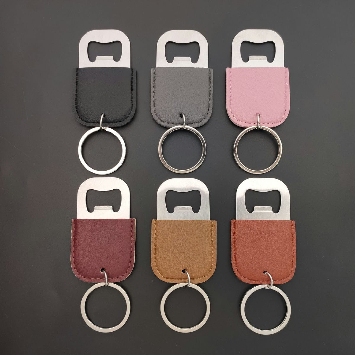 Wholesale Stainless Steel Bottle Opener Beer Cocktail Opener Wine Tools Creative PU Leather Keychain