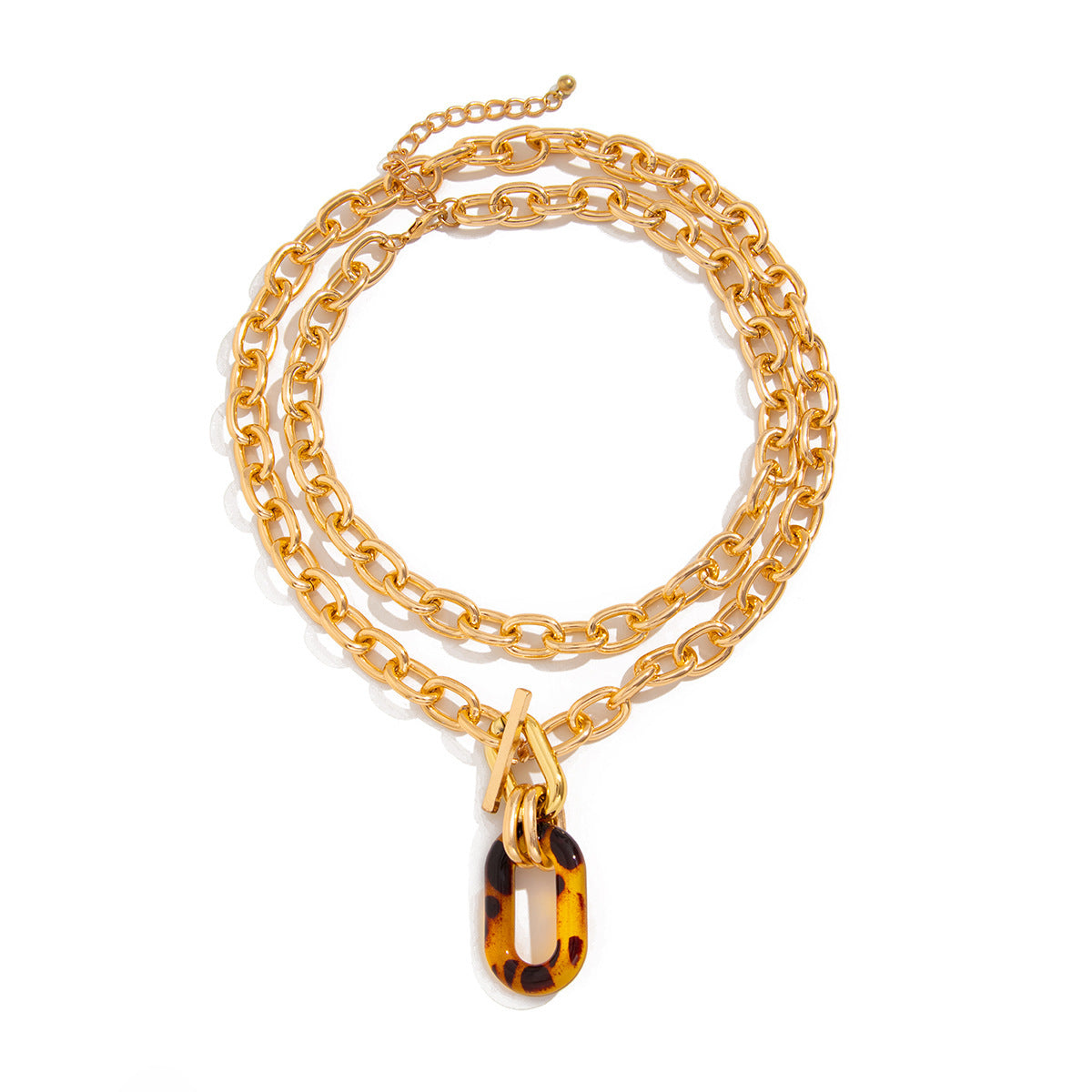 Wholesale Electroplated Alloy Geometric Leopard Layered Pendant Necklace Set Jewelry Accessory