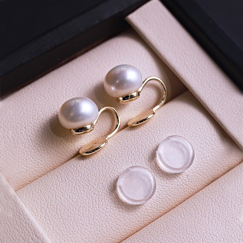 Wholesale natural freshwater pearl mosquito coil ear clip earrings