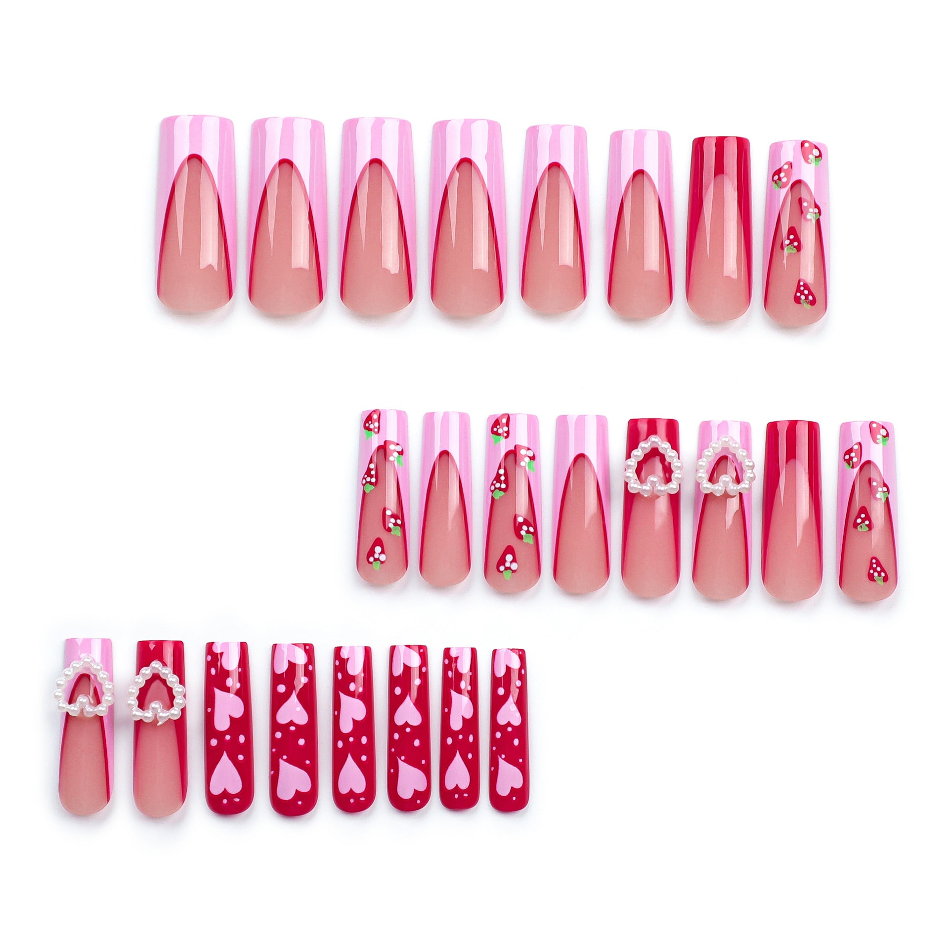 Wholesale 24 Pieces/box Valentine's Day Love Pearl Press-on Nails Kits  ACC-NS-LeFan017