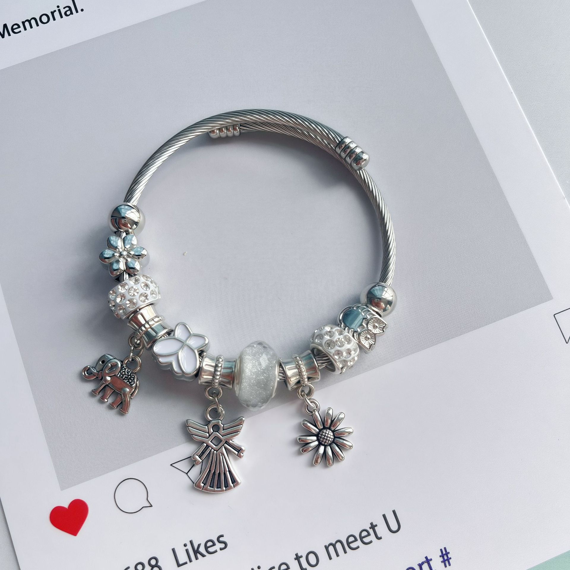 Wholesale DIY Beaded  Multi-Element Titanium Steel Bracelet