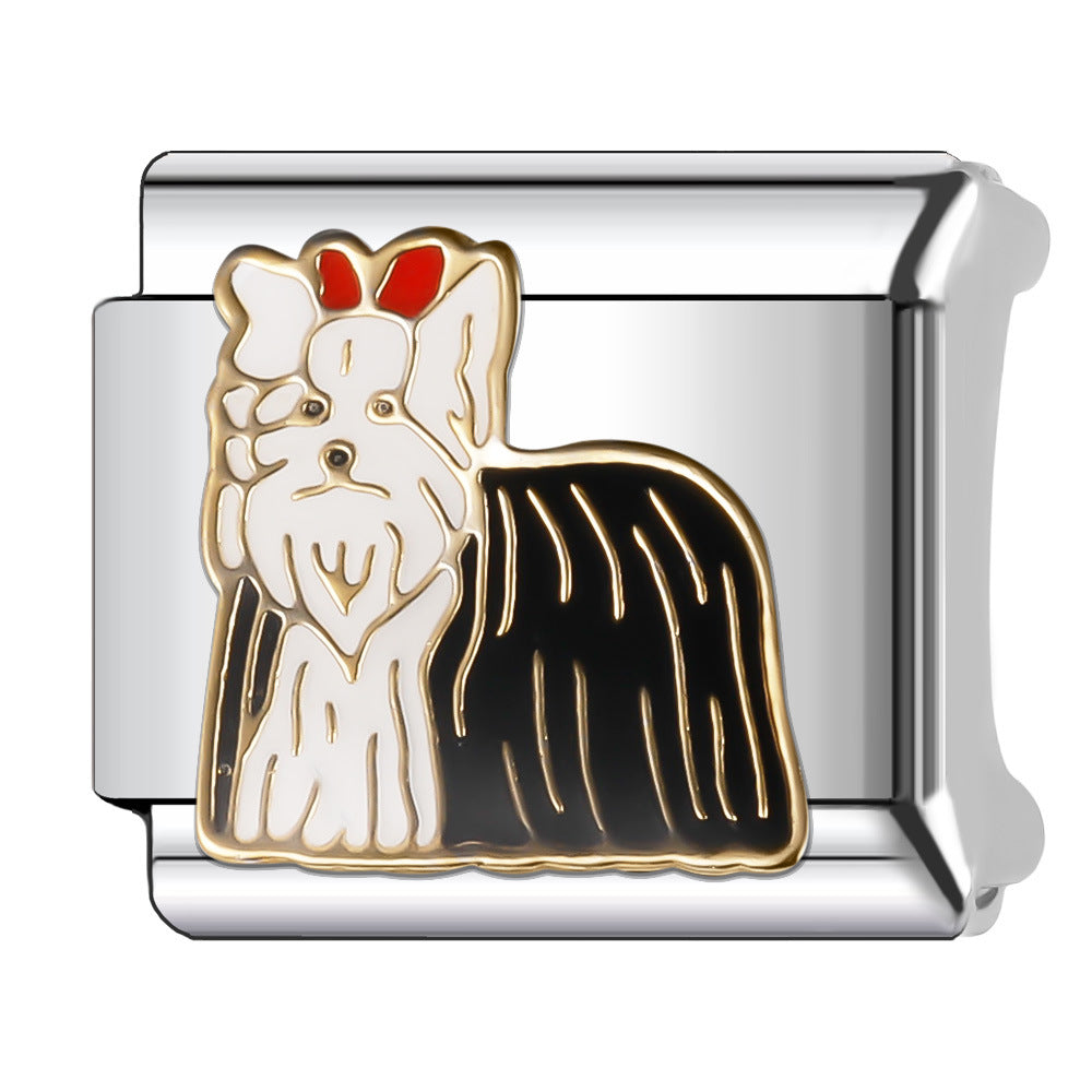 Wholesale Italian Charm Bracelet 9mm DIY Splicing Cute Cartoon Animal Stainless Steel Composable Bracelet