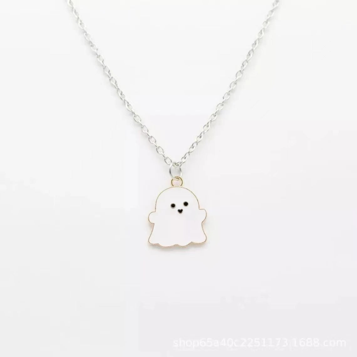 Wholesale Black and White Ghost Cartoon Stainless Steel Necklace