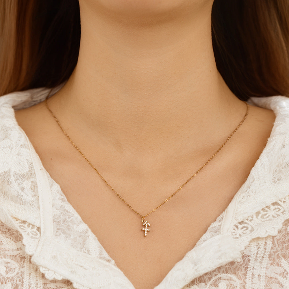 Wholesale Stainless steel contion pendant necklace with zircon setting