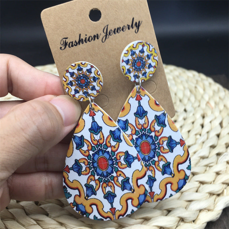 Wholesale Bohemian Wooden Drop Earrings ACC-ES-FX018