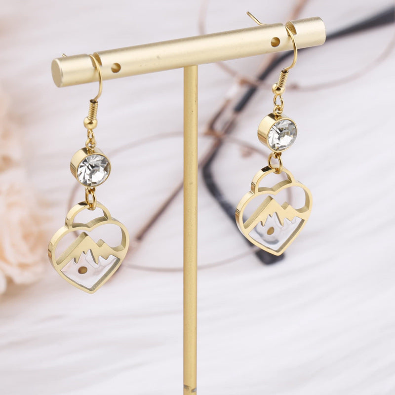 Wholesale  Love Lock Mustard Seed Heart Blingbling Earrings