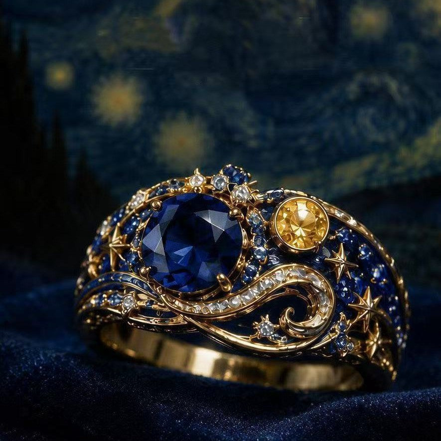 Wholesale Trendy Starry Rhinestone Pinky Ring Alloy Electroplated Jewelry Accessory For Resale