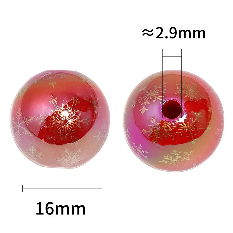 Wholesale 100pcs Santa Claus Printed Round Acrylic Beads DIY Bead Pen Accessories ACC-BDS-BLG079