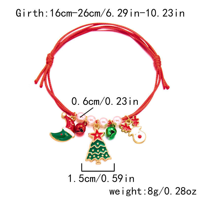 Bracciale combinato con ciondolo stampella alce albero intrecciato campana di Natale all'ingrosso