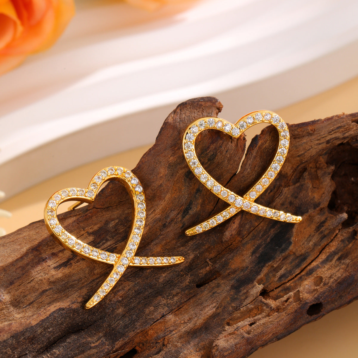 Wholesale stainless steel  earrings micro-inlay love light luxury jewelry earrings