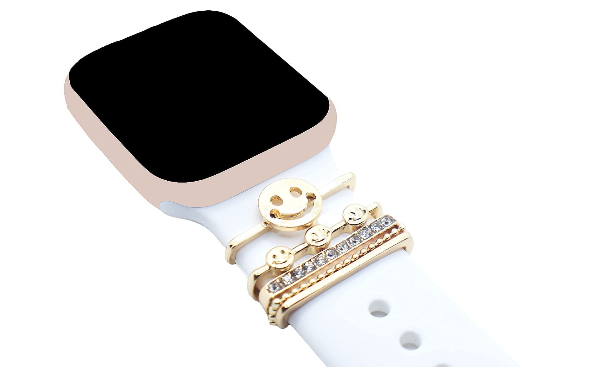 Wholesale Star and Moon Diamond-Encrusted Decorative Ring Suitable for Apple Watch Silicone Strap Decorative Nail Accessories with Sparkling Diamonds