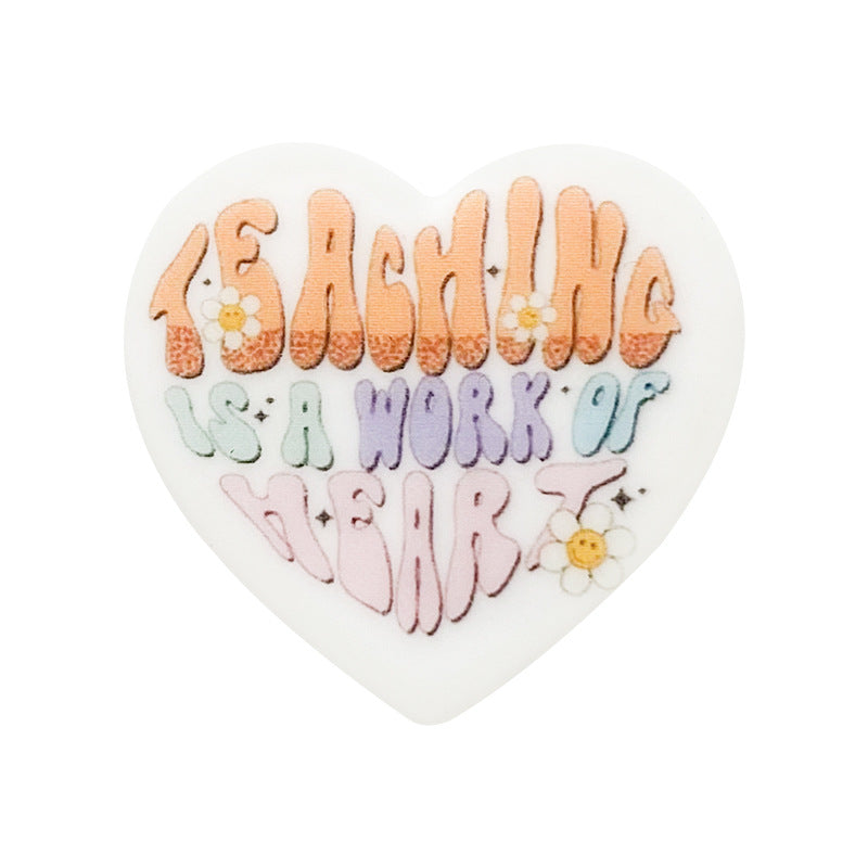 Wholesale of 10PCS Teacher Couple Love Printed Silicone Beads ACC-BDS-WDX001