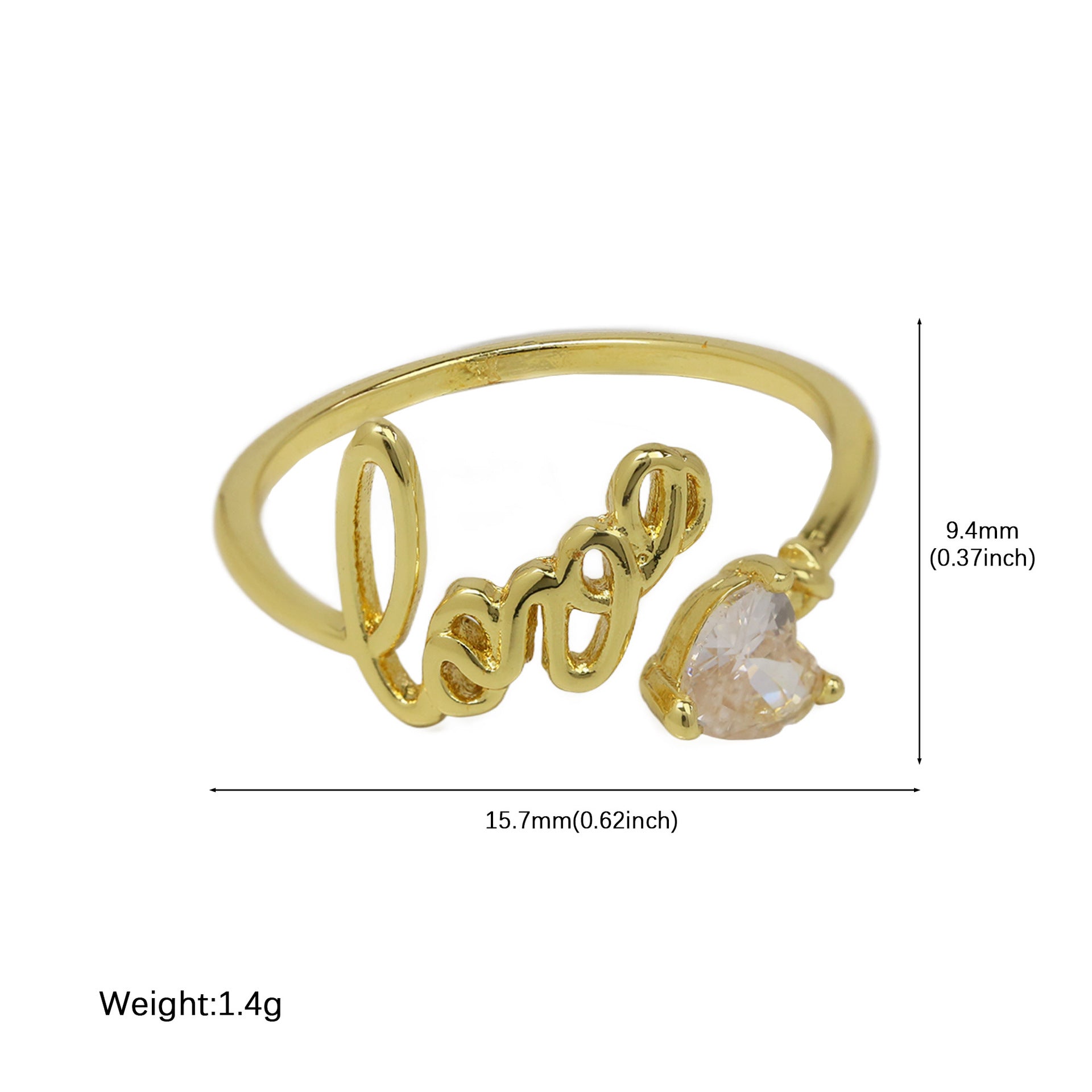 Wholesale  White Zirconium Red Heart Zircon Mother  Mother's Day Gift Opening Ladies Ring