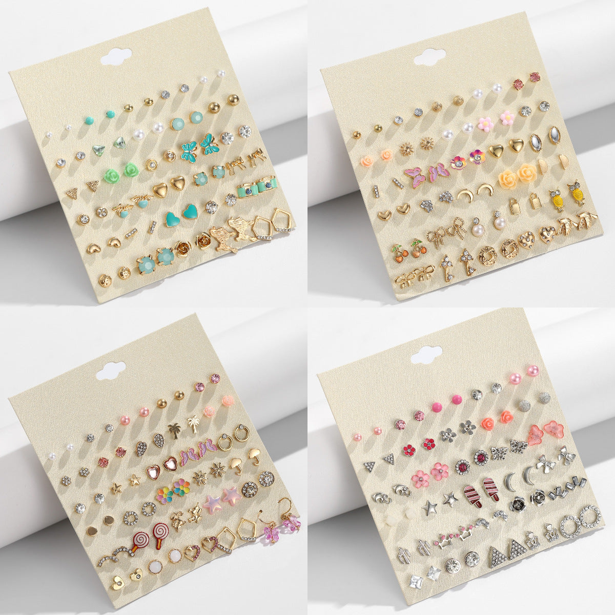 Wholesale 30 pairs/ set of bow flowers starfish butterfly earrings set