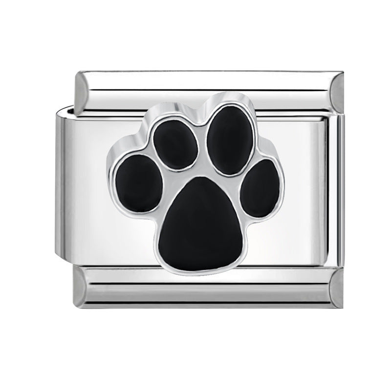 Wholesale Italian Charm Bracelet 9mm DIY Splicing Cat' s Paw Pet Stainless Steel Composable Bracelet