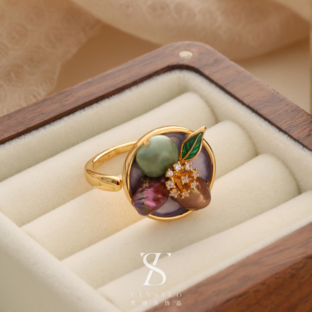 Wholesale  Oil Painting Vintage Ring  Oil Drop Opening Ring Adjustable Ring