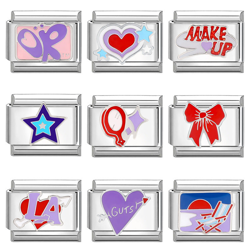 Wholesale Italian Charm Bracelet 9mm DIY Splicing Creative Pattern Stainless Steel Composable Bracelet