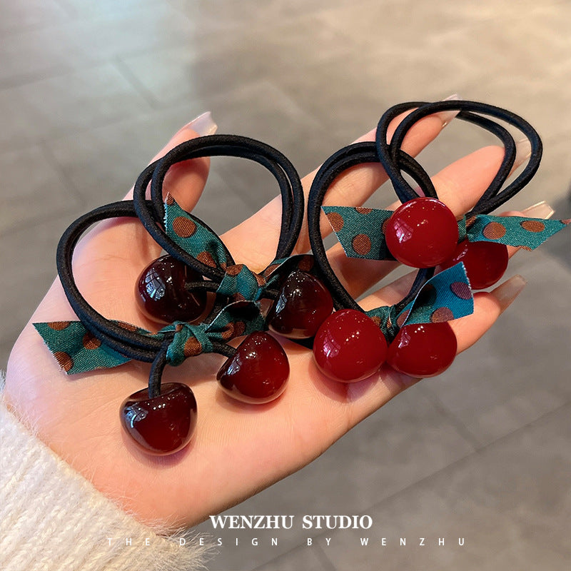 Wholesale Red Cherry High Elastic and Durable Hair Scrunchies