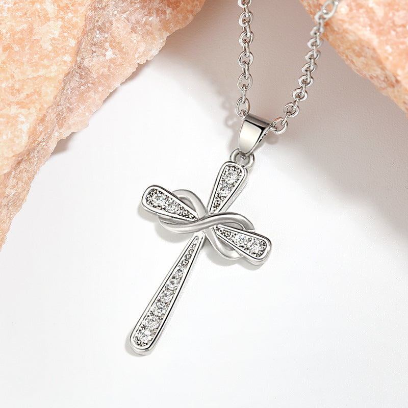 Wholesale infinite 8-word pendant clavicle chain retro eternal cross necklace
