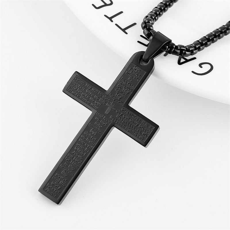 Wholesale Stainless Steel Cross Scripture Necklace