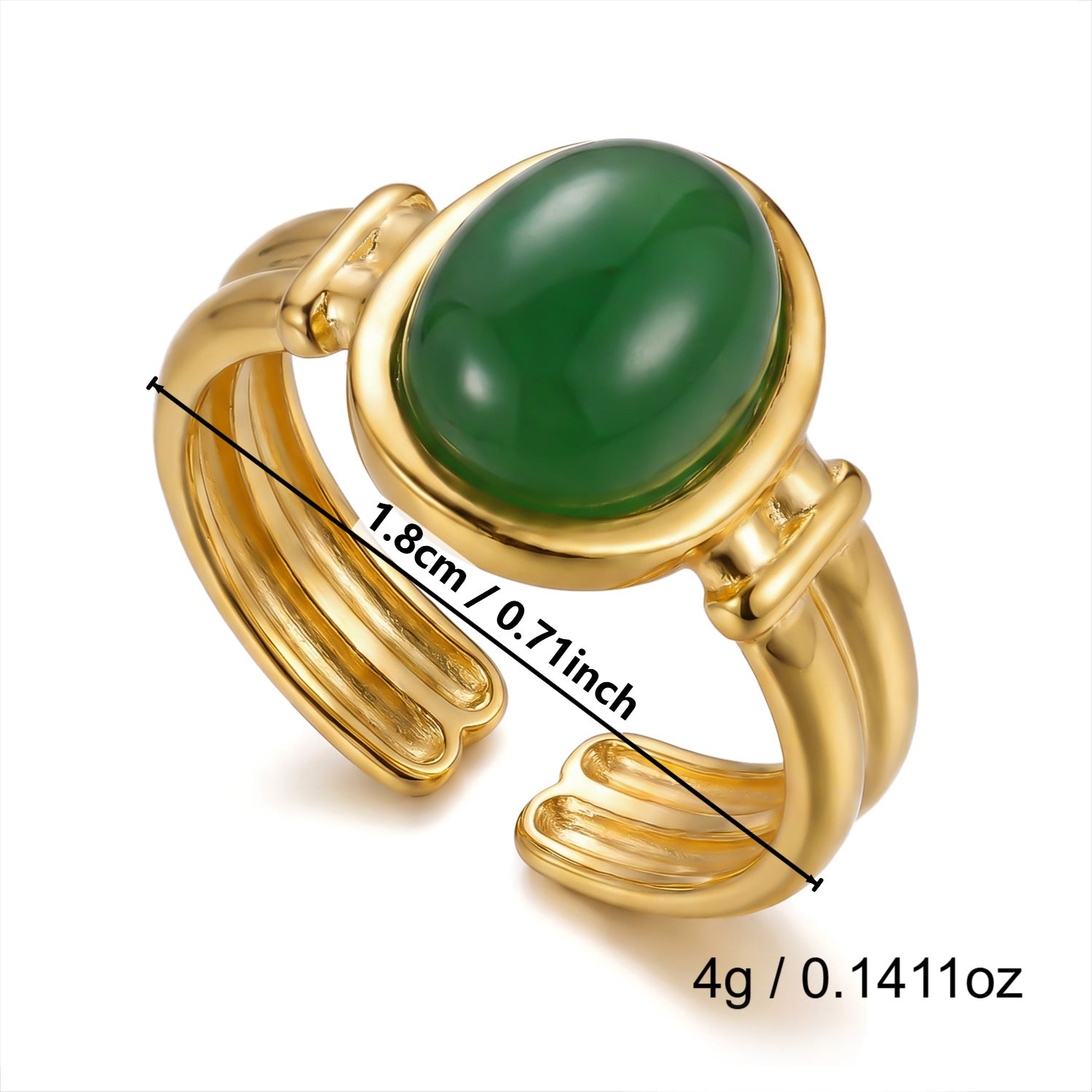 Wholesale 18k Gold Plated Stainless Steel Malachite Ring Vintage Stackable Jewelry Accessory